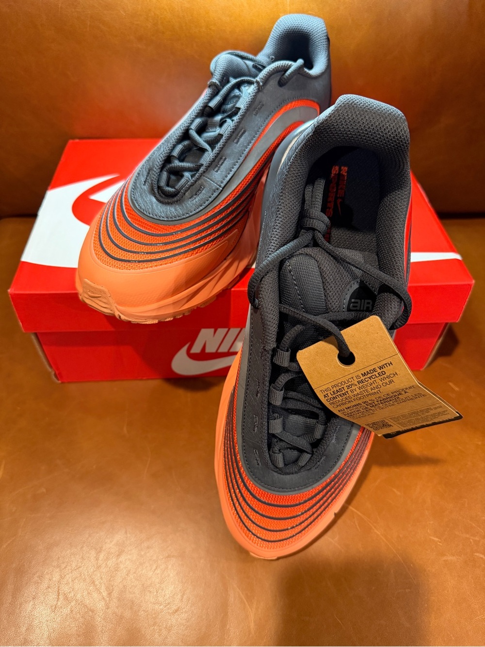 Nike Men’s Air Max Fire Sneakers in Charcoal Gray & Orange